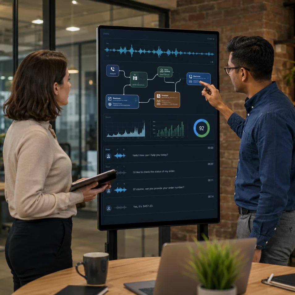 AI voice agent handling inbound and outbound calls across phone systems and CRMs